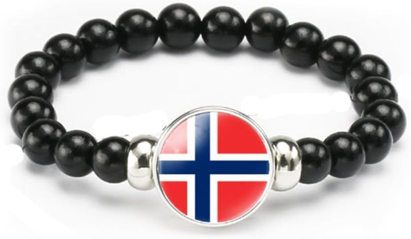 vmcoatdu National Flag Bracelet Elastic Rope Beaded Bracelet Support Your Country Travel Souvenir Gifts for Men Women - Image 1